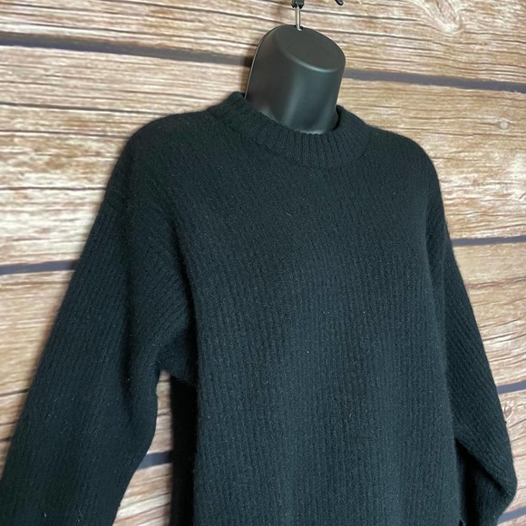 Wool Sweater M Express Tricot Vintage Black Lambswool Angora Soft Warm - Picture 2 of 12